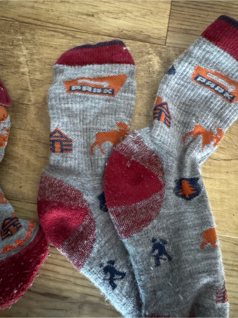 Smartwool Gray Socks with Red and Orange Outdoor Motifs - Picture 2 of 3